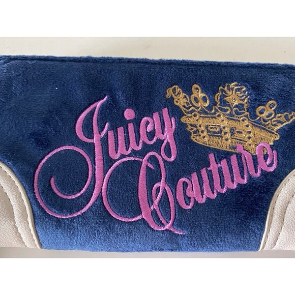 Juicy Couture Key To Juicy Gusset Large Zip Around Wallet Regal Blue Velour NEW - Picture 3 of 15